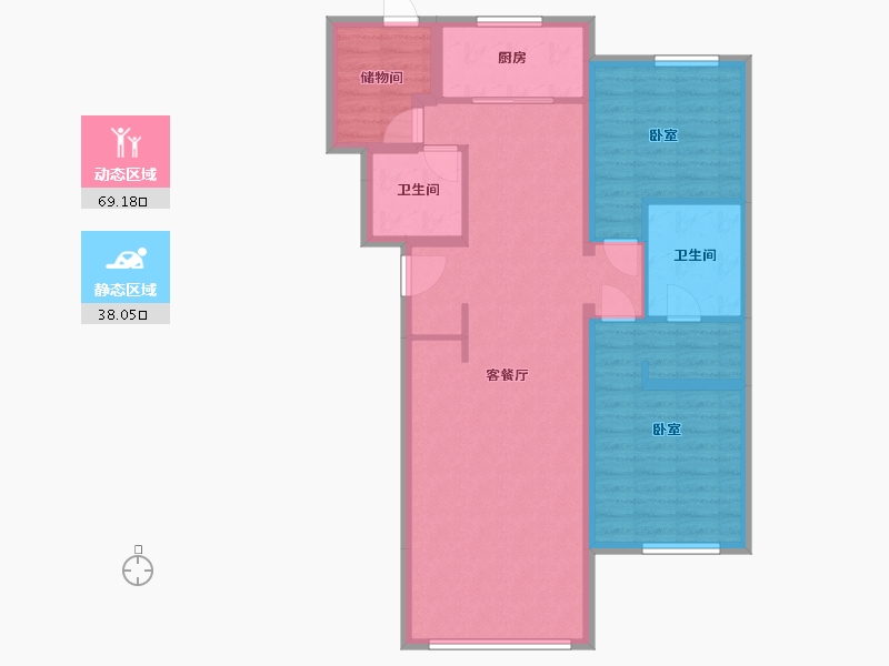 河北省-唐山市-万科温莎堡-96.37-户型库-动静分区