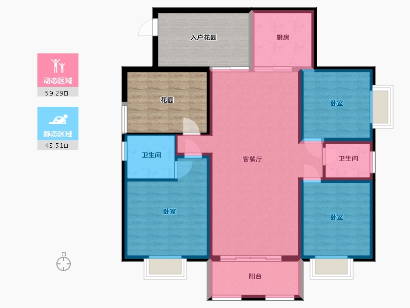 湖南省-娄底市-广圆怡心苑-113.52-户型库-动静分区