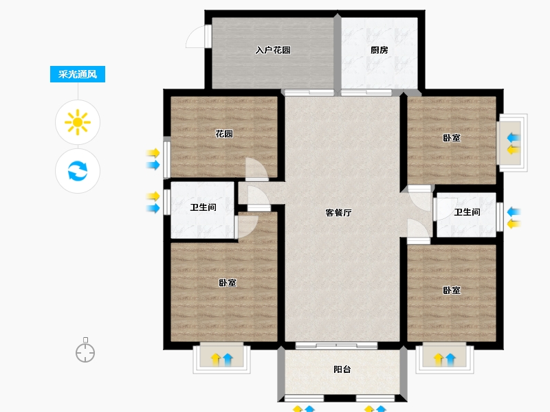 湖南省-娄底市-广圆怡心苑-113.52-户型库-采光通风