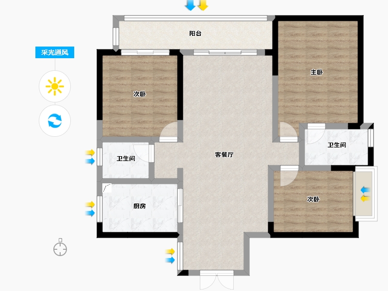 四川省-泸州市-佳乐云尚-102.37-户型库-采光通风