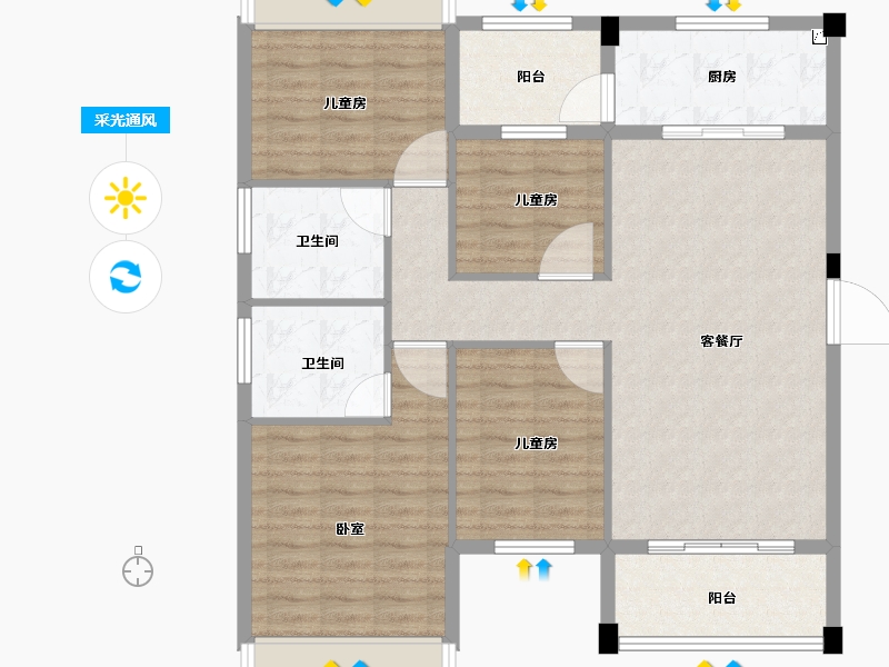 福建省-莆田市-碧桂园·浪琴湾-102.07-户型库-采光通风