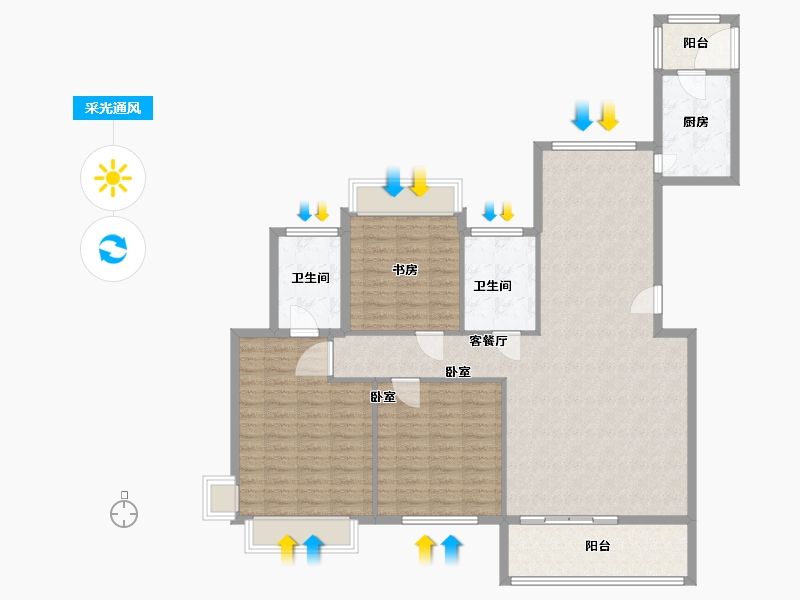 山东省-威海市-保利凯旋公馆-127.40-户型库-采光通风