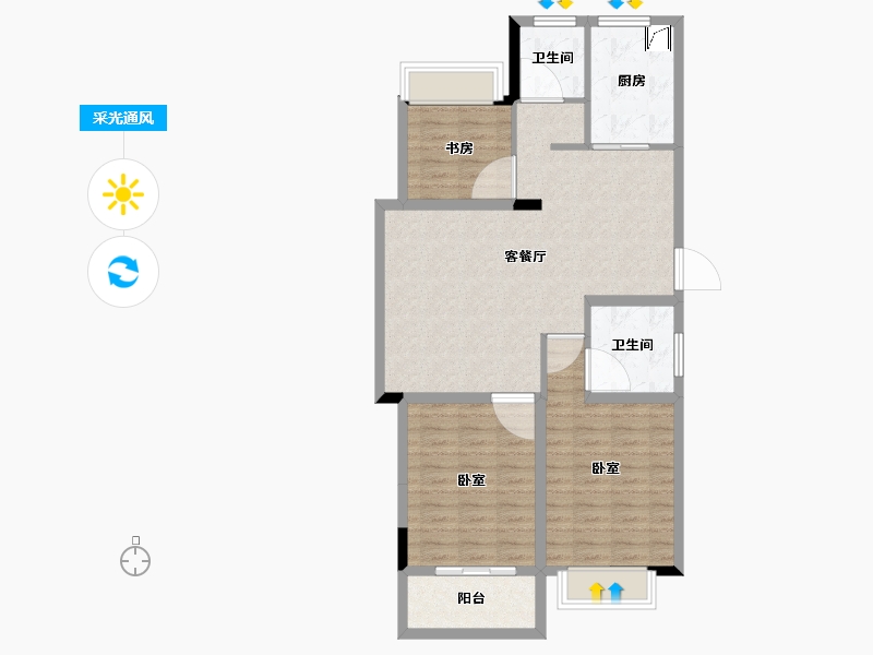 安徽省-黄山市-上海花园-90.68-户型库-采光通风