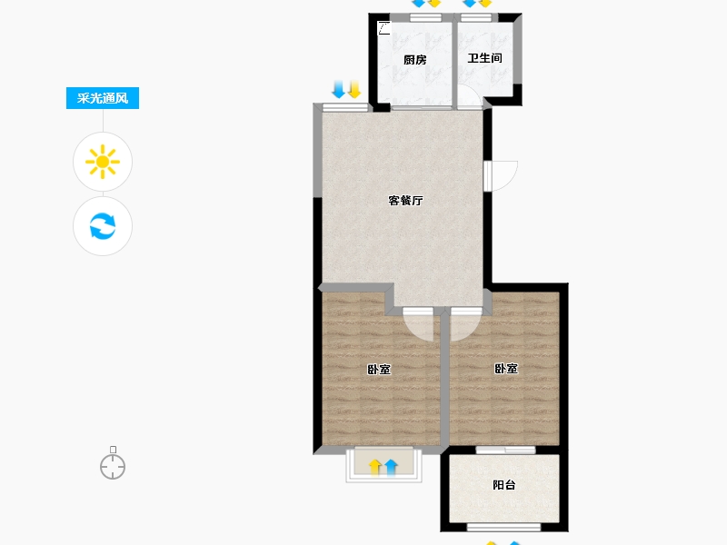 山东省-潍坊市-德润天鹅湾-72.00-户型库-采光通风