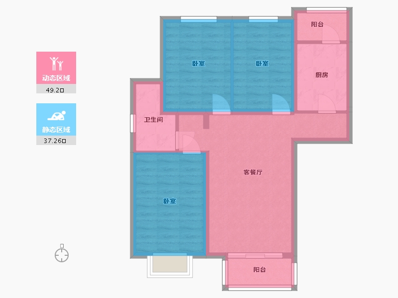 河北省-唐山市-正通滦州一号-76.73-户型库-动静分区