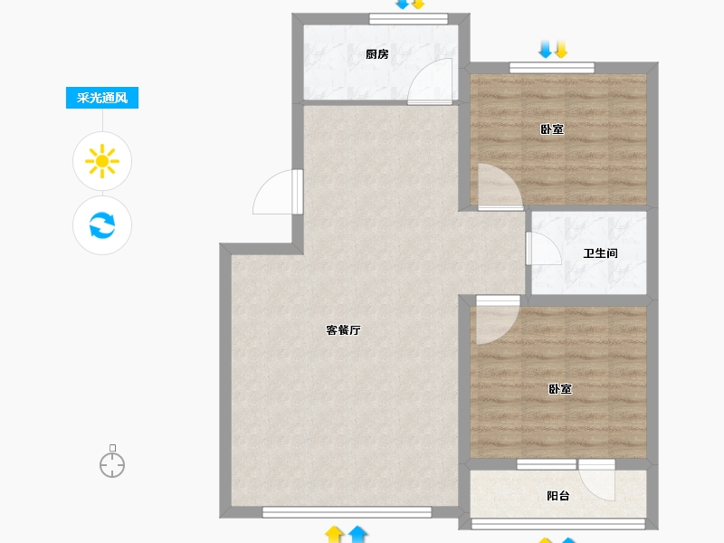 辽宁省-锦州市-沈铁青橙社区-85.23-户型库-采光通风