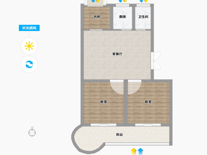 安徽省-安庆市-青园城-75.99-户型库-采光通风