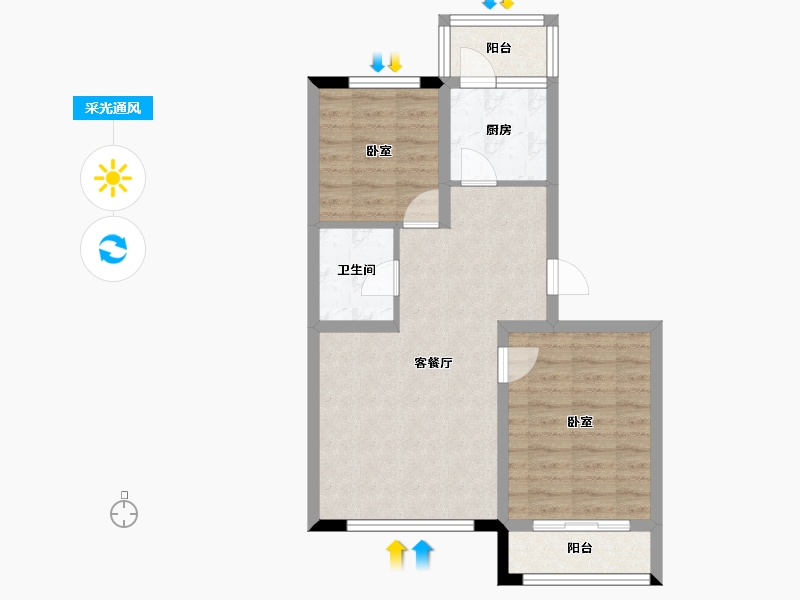 黑龙江省-大庆市-宜和园-61.56-户型库-采光通风