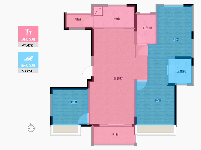 江苏省-扬州市-心怡春江花都-109.00-户型库-动静分区