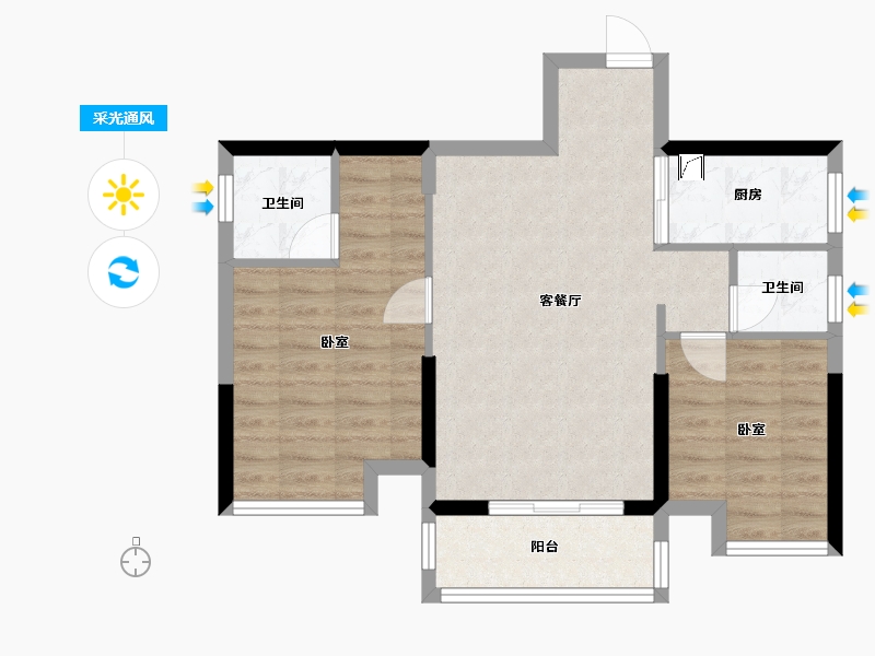 四川省-泸州市-三溪酒城国际-66.78-户型库-采光通风