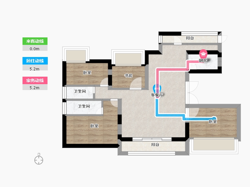 安徽省-安庆市-金元·凯旋尊邸-54.35-户型库-动静线