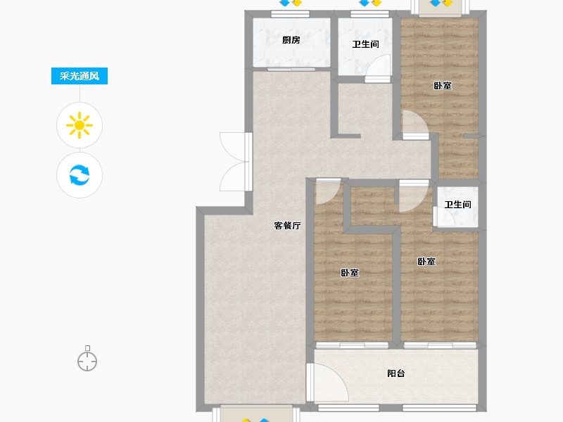 安徽省-安庆市-青园城-96.44-户型库-采光通风