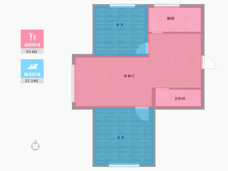 辽宁省-锦州市-沈铁青橙社区-74.74-户型库-动静分区