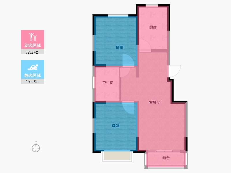 河北省-唐山市-龙云国际-74.00-户型库-动静分区