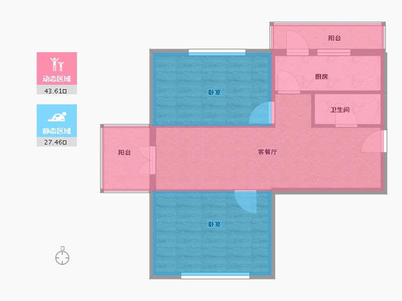 黑龙江省-齐齐哈尔市-广厦南山花熙-64.00-户型库-动静分区