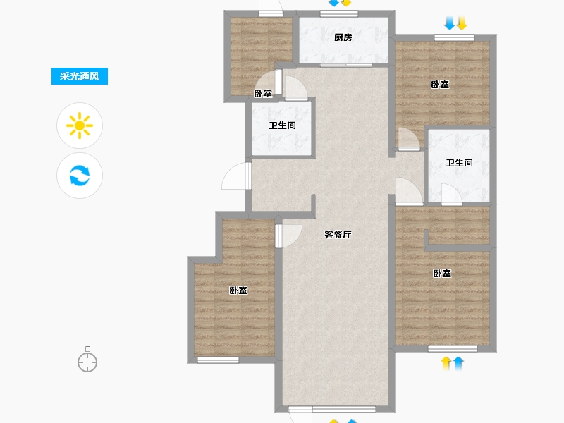 河北省-唐山市-万科温莎堡-114.00-户型库-采光通风