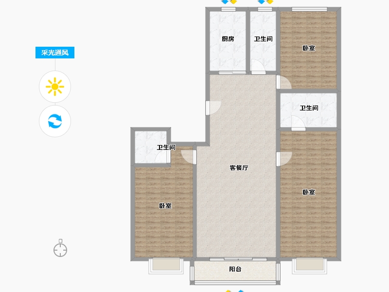 山东省-潍坊市-东晨阳光-171.00-户型库-采光通风