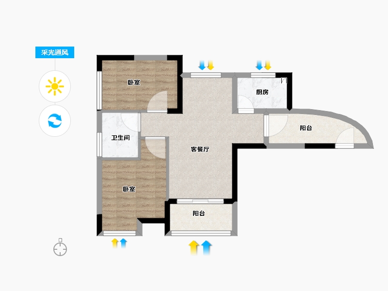 福建省-莆田市-碧桂园·浪琴湾-61.62-户型库-采光通风