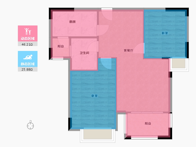 江西省-上饶市-中航城波西塔诺-65.43-户型库-动静分区