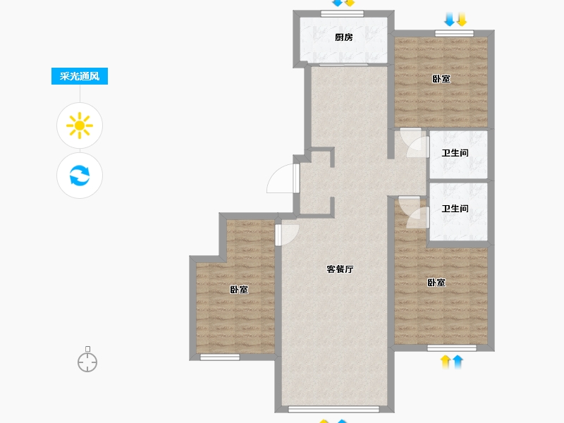 河北省-唐山市-万科温莎堡-102.00-户型库-采光通风