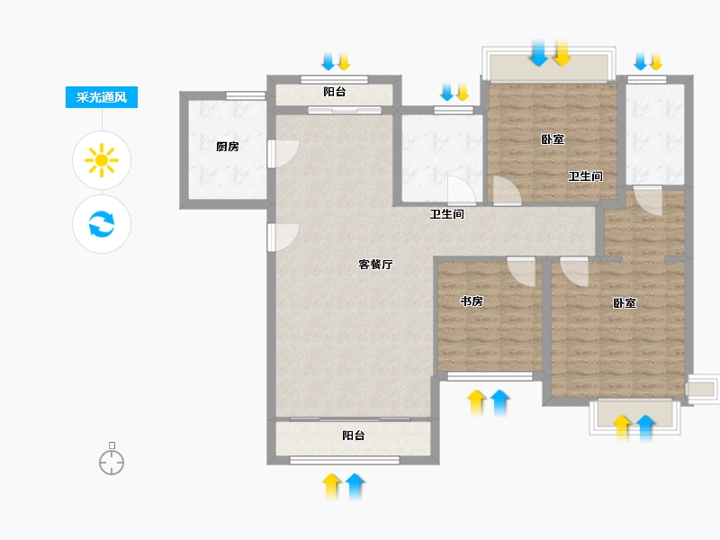 山东省-威海市-保利凯旋公馆-114.66-户型库-采光通风