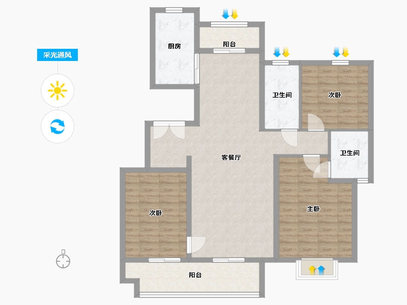 安徽省-蚌埠市-绿城春江明月-114.00-户型库-采光通风