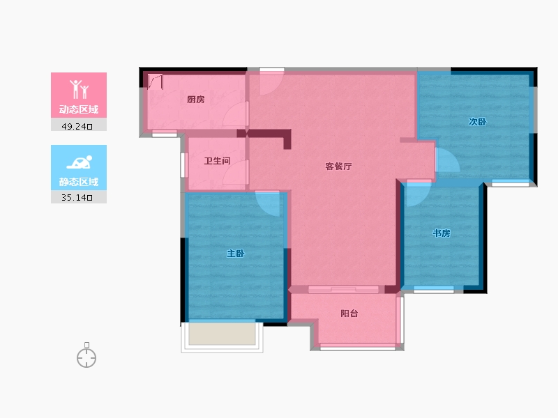 河南省-洛阳市-偃师亚新橄榄城-75.02-户型库-动静分区