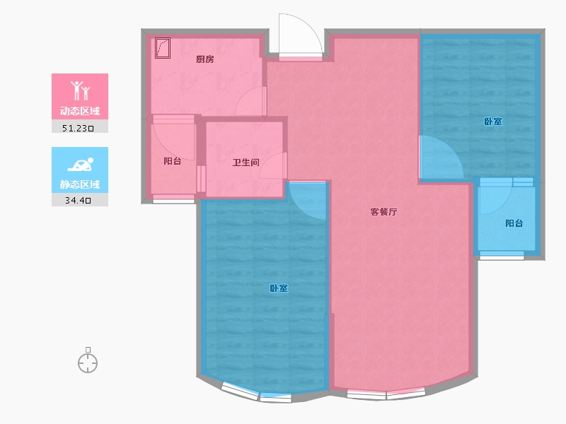 江苏省-扬州市-豪普思卡-78.00-户型库-动静分区