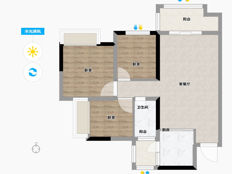 四川省-遂宁市-悦城-69.72-户型库-采光通风