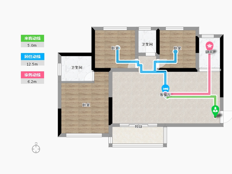 四川省-内江市-邦泰·铂仕公馆-77.63-户型库-动静线