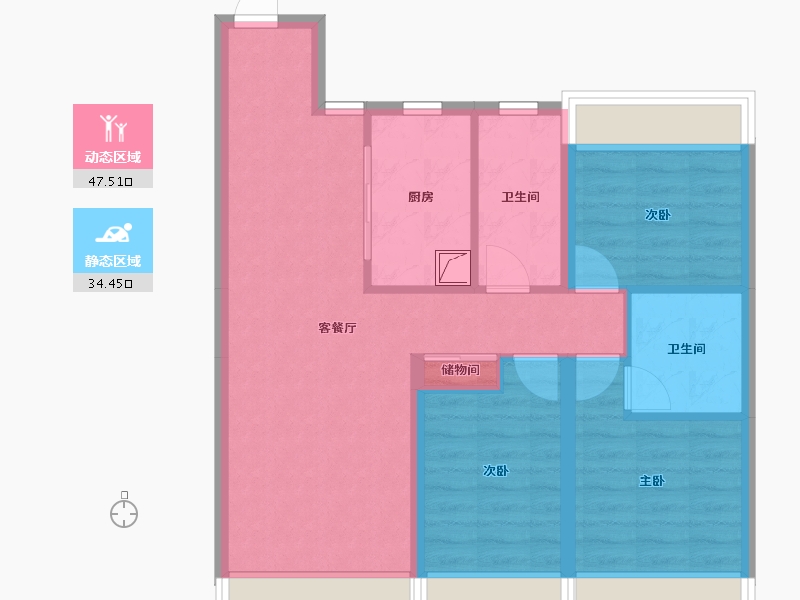 吉林省-长春市-中海盛世城-72.78-户型库-动静分区