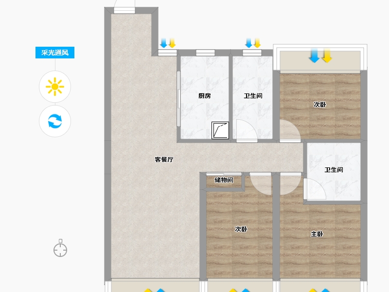 吉林省-长春市-中海盛世城-72.78-户型库-采光通风