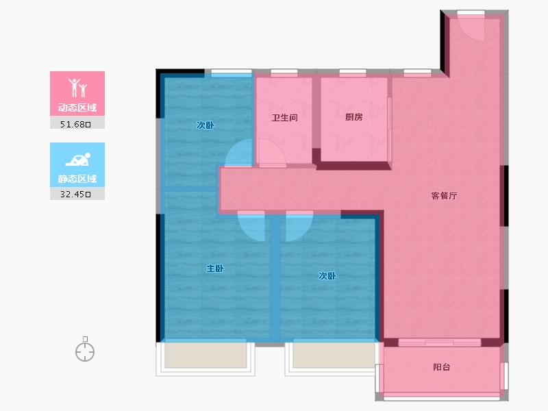 江苏省-无锡市-朗诗新都府-74.82-户型库-动静分区