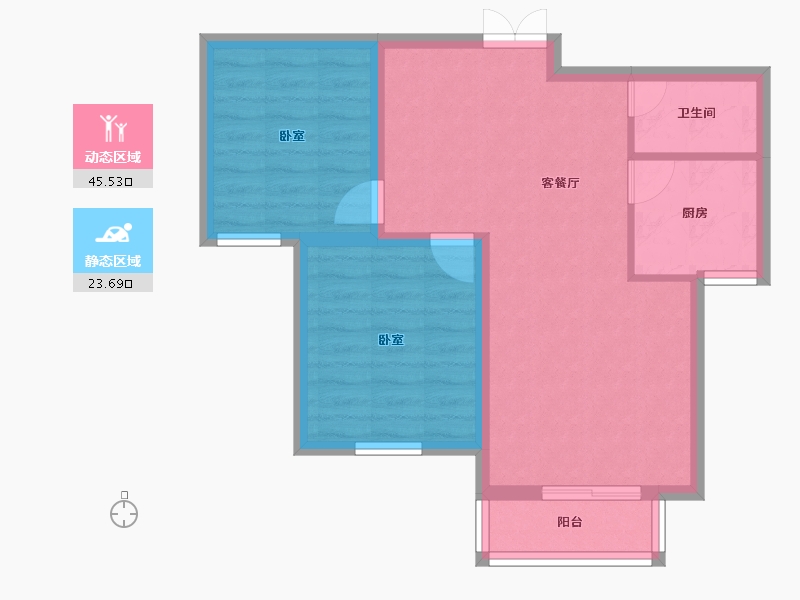 河北省-唐山市-龙泽国际-61.91-户型库-动静分区