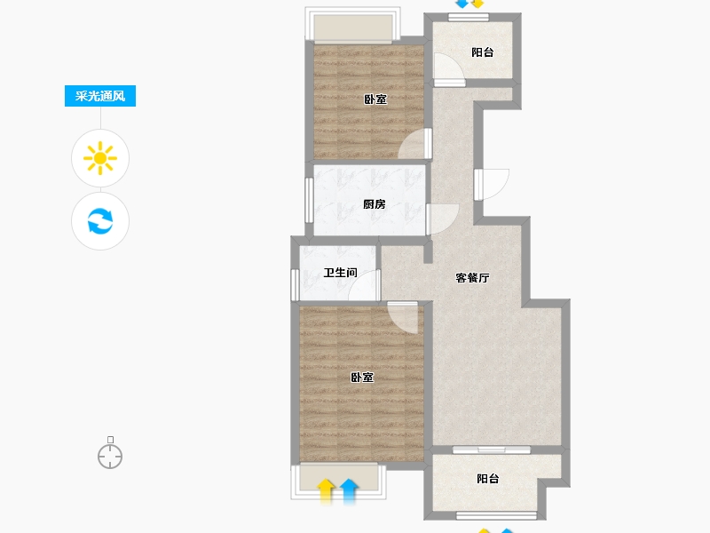 江苏省-扬州市-万科金域华府-76.00-户型库-采光通风