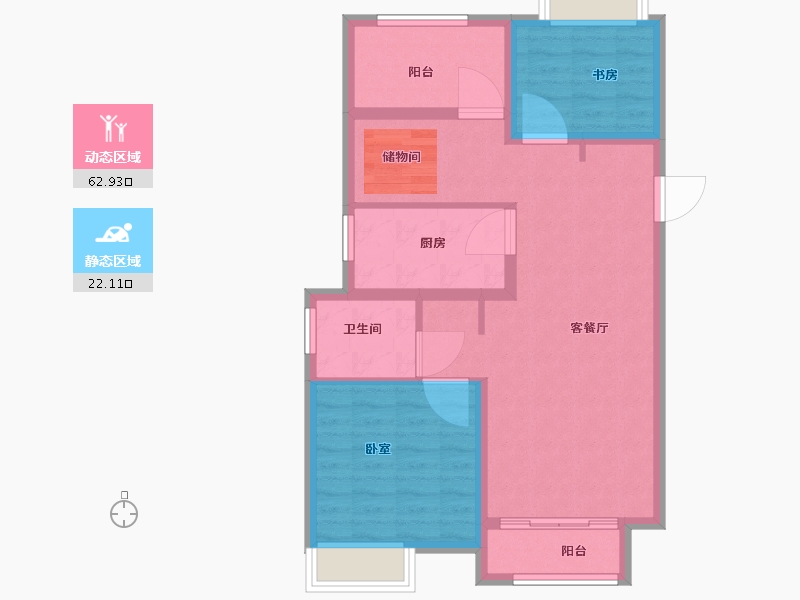 江苏省-扬州市-万科金域华府-76.00-户型库-动静分区