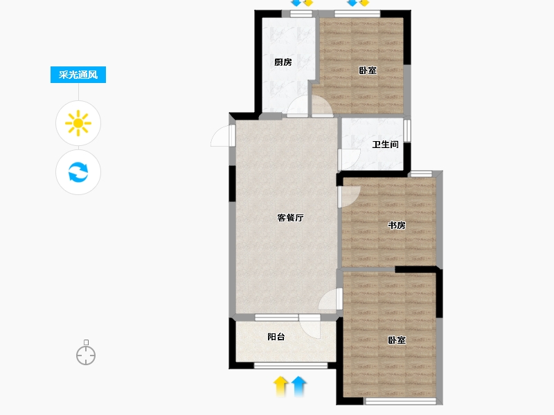 江苏省-扬州市-京杭明珠-80.50-户型库-采光通风