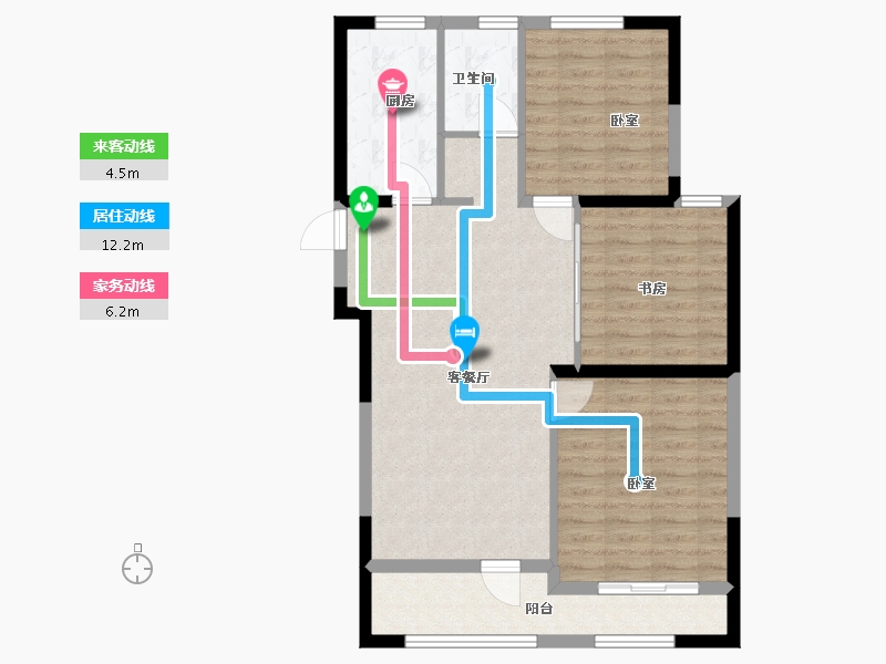 江苏省-扬州市-京杭明珠-86.00-户型库-动静线