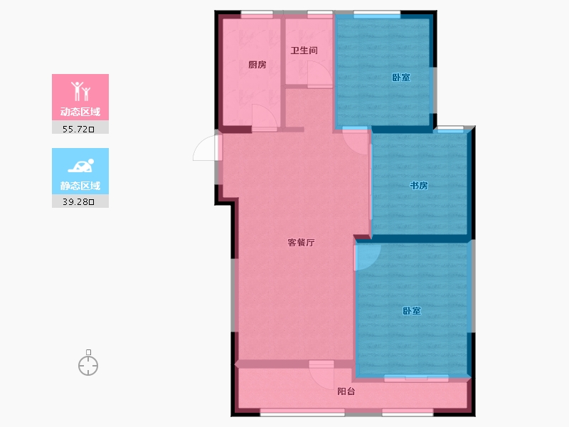 江苏省-扬州市-京杭明珠-86.00-户型库-动静分区