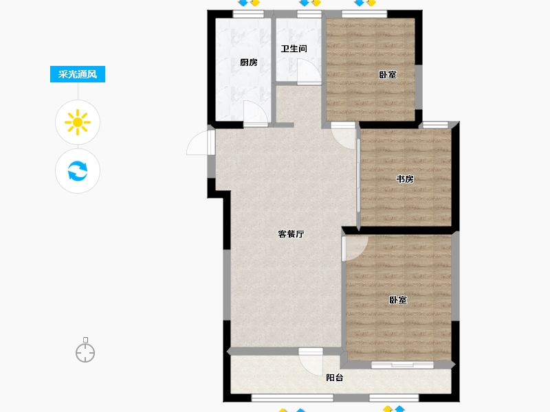 江苏省-扬州市-京杭明珠-86.00-户型库-采光通风