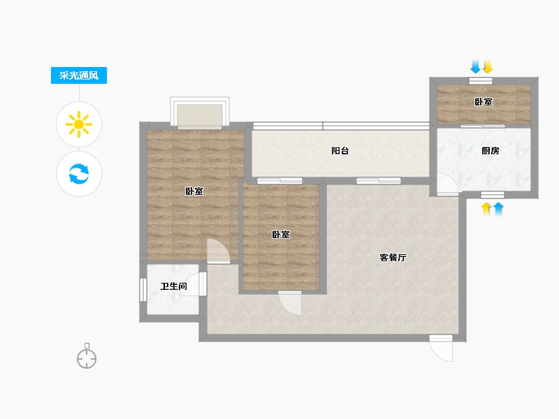 广东省-汕头市-盛荟花园-76.42-户型库-采光通风