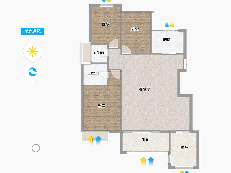 河北省-石家庄市-天山熙湖-110.00-户型库-采光通风