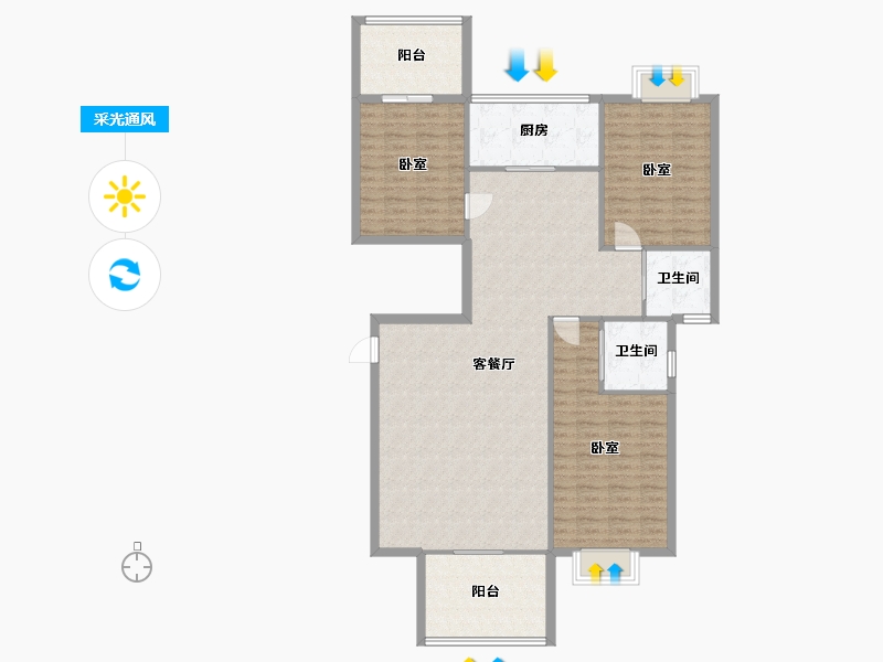 广东省-汕头市-华盛豪苑-131.26-户型库-采光通风