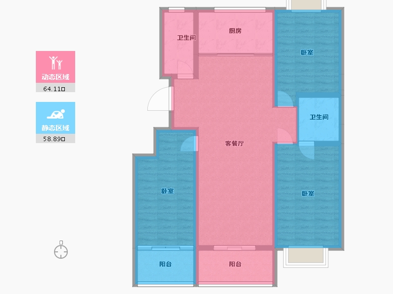 河北省-沧州市-银河御府-110.93-户型库-动静分区