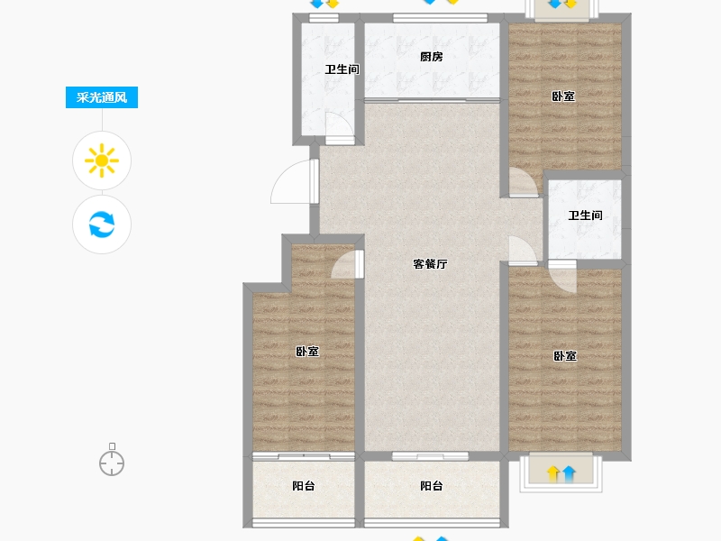 河北省-沧州市-银河御府-110.93-户型库-采光通风