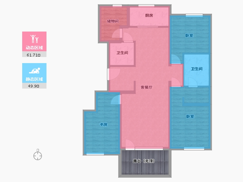 河北省-唐山市-万科温莎堡-107.80-户型库-动静分区