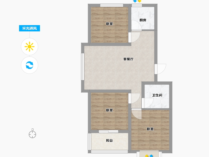 河北省-承德市-航顺·香泉左岸-70.00-户型库-采光通风