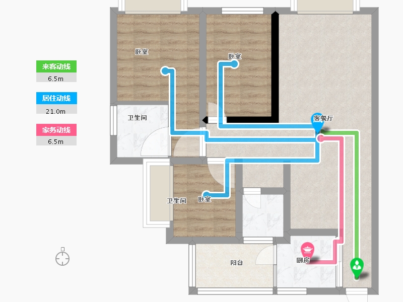 四川省-遂宁市-拉斐公馆-74.55-户型库-动静线