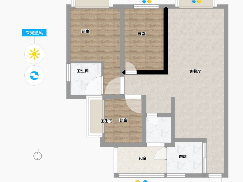 四川省-遂宁市-拉斐公馆-74.55-户型库-采光通风