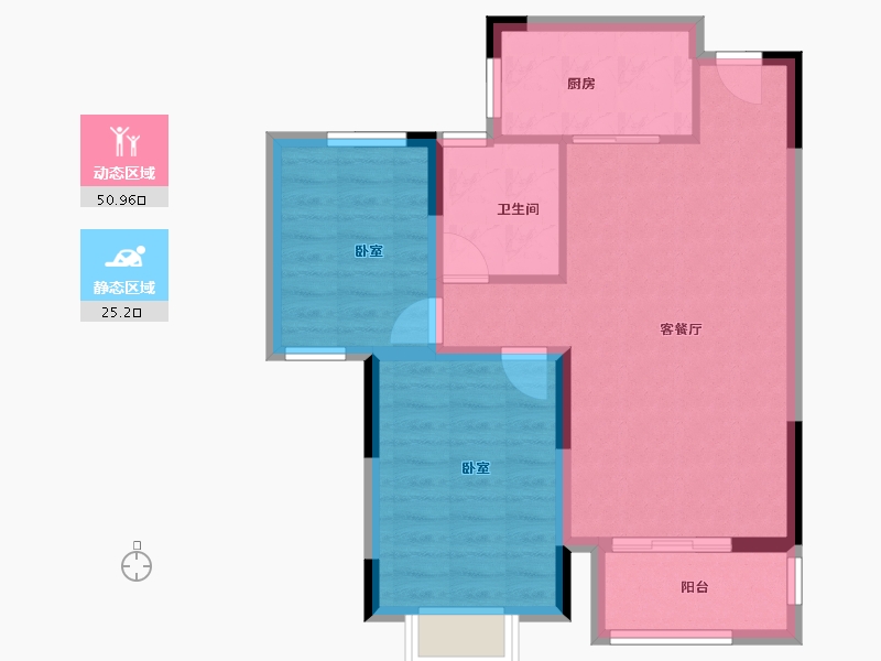 江西省-上饶市-中航城波西塔诺-68.17-户型库-动静分区